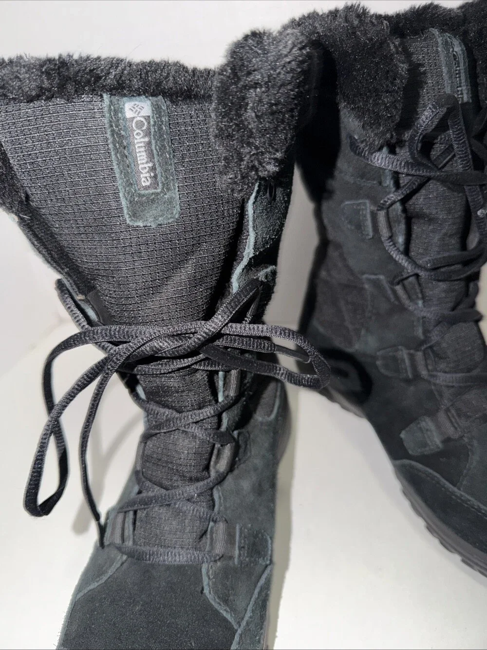 Columbia Boots Womens Ice Maiden Snow Winter Black Faux Fur Lace-Up Size 7 US